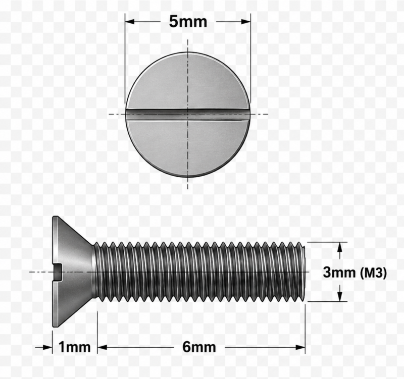 M3 X 6mm Slotted CHHD DD 304 Screw 3mm X 6mm